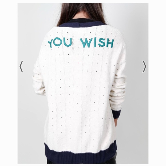 Wildfox Cream and Black 'YOU WISH' Sweater - Picture 1 of 4